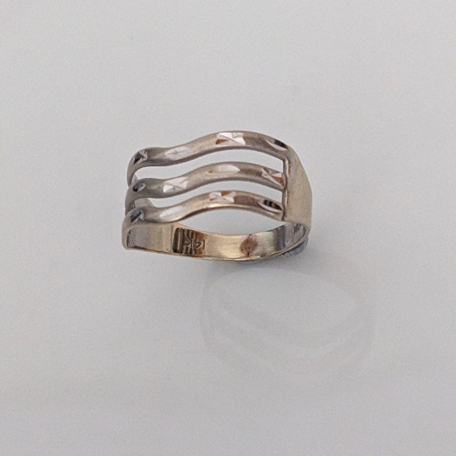 Vintage 14k White Gold Wave 3 Layer Ring Size 7