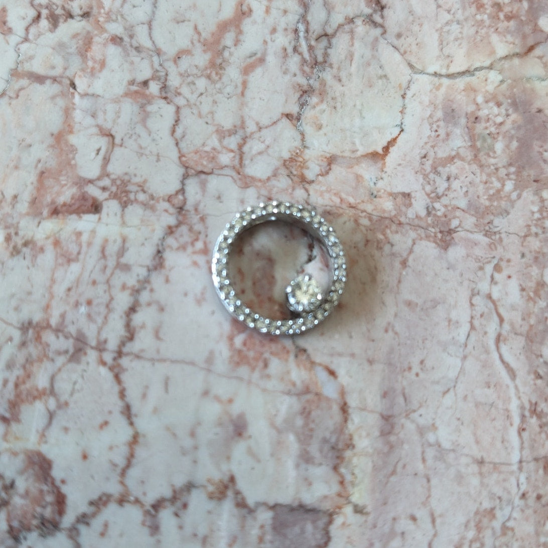 Estate 14k White Gold Circle of Life Pendant Natural Diamonds