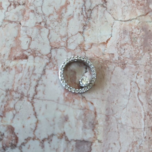 Estate 14k White Gold Circle of Life Pendant Natural Diamonds