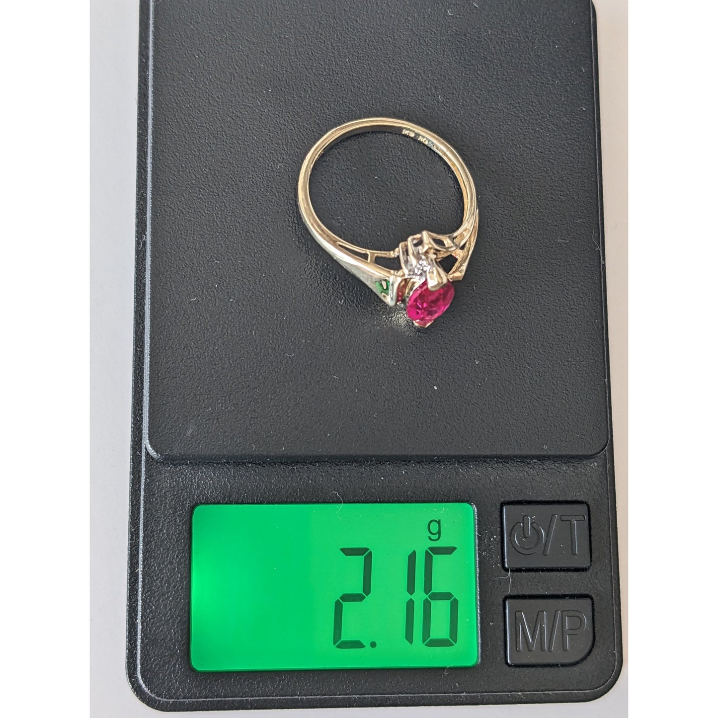 Vintage 10k Yellow Gold Faux Marquise Ruby Ring Size 7