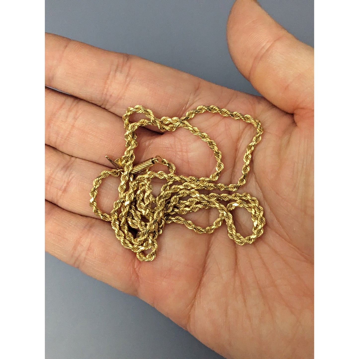 Vintage Estate 14k Yellow Gold Semi Thick Rope Chain Necklace 24in