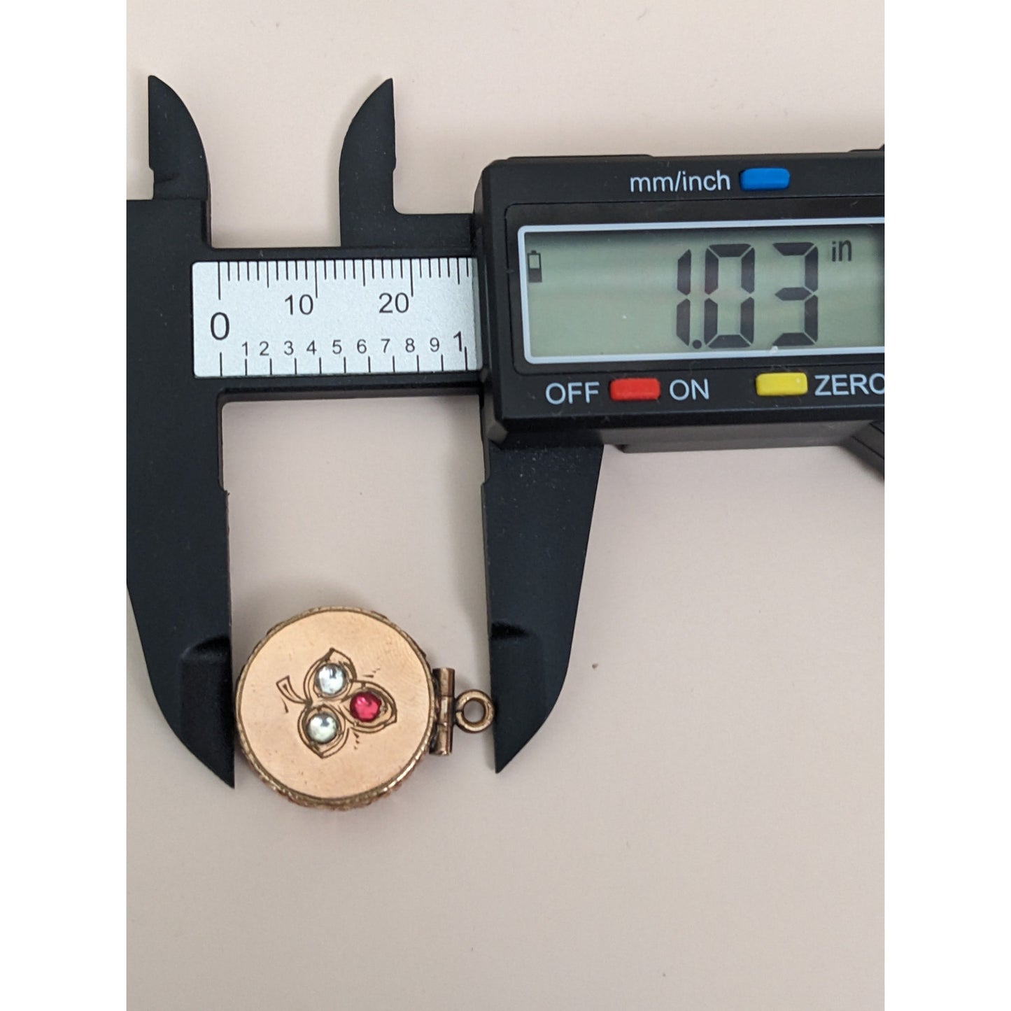 Vintage Victorian Gold Filled Locket with Pink and White Stones