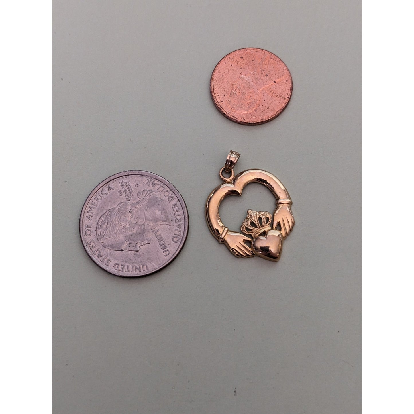 Vintage 14k Yellow Gold Claddagh Heart Pendant