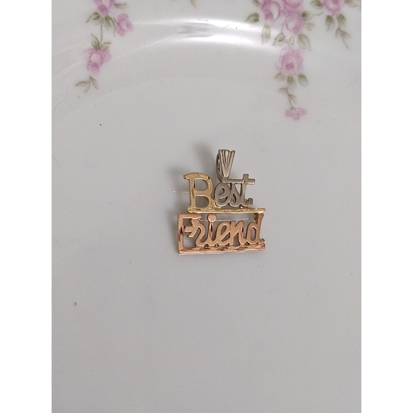 Vintage 14k Tri-Gold "Best Friend" Charm Pendant