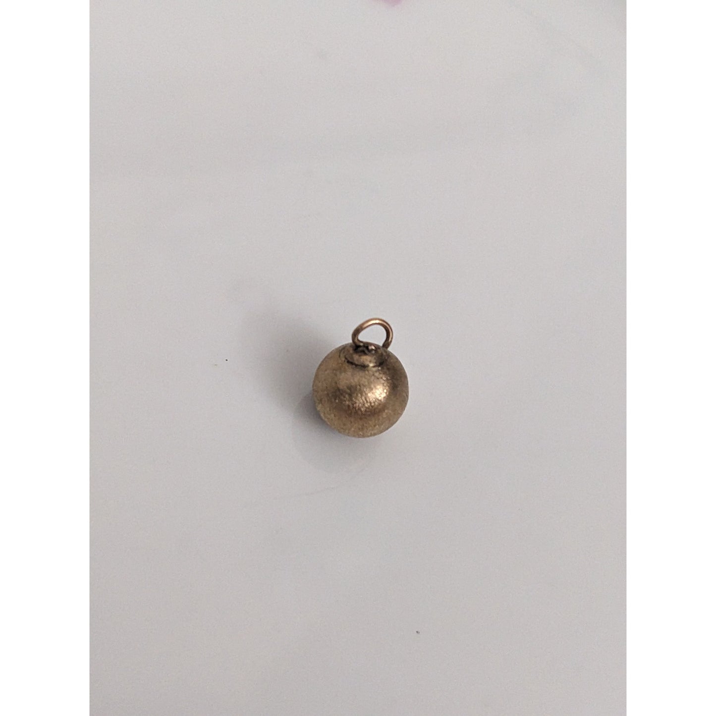 Vintage Unmarked 14k Yellow Gold Brushed Mini Hollow Ball Charm Pendant