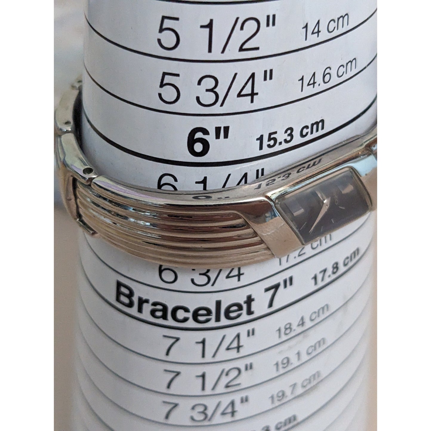 Vintage Andre Mouche Silver Tone Bangle Watch with Blue Floral Enamel Working