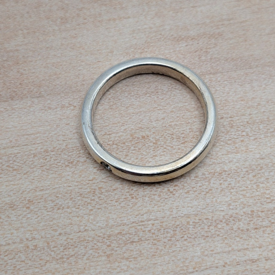 Estate 925 Tiffany & Co Elsa Peretti 2.5mm Size 5 Ring 0.1ct Diamond
