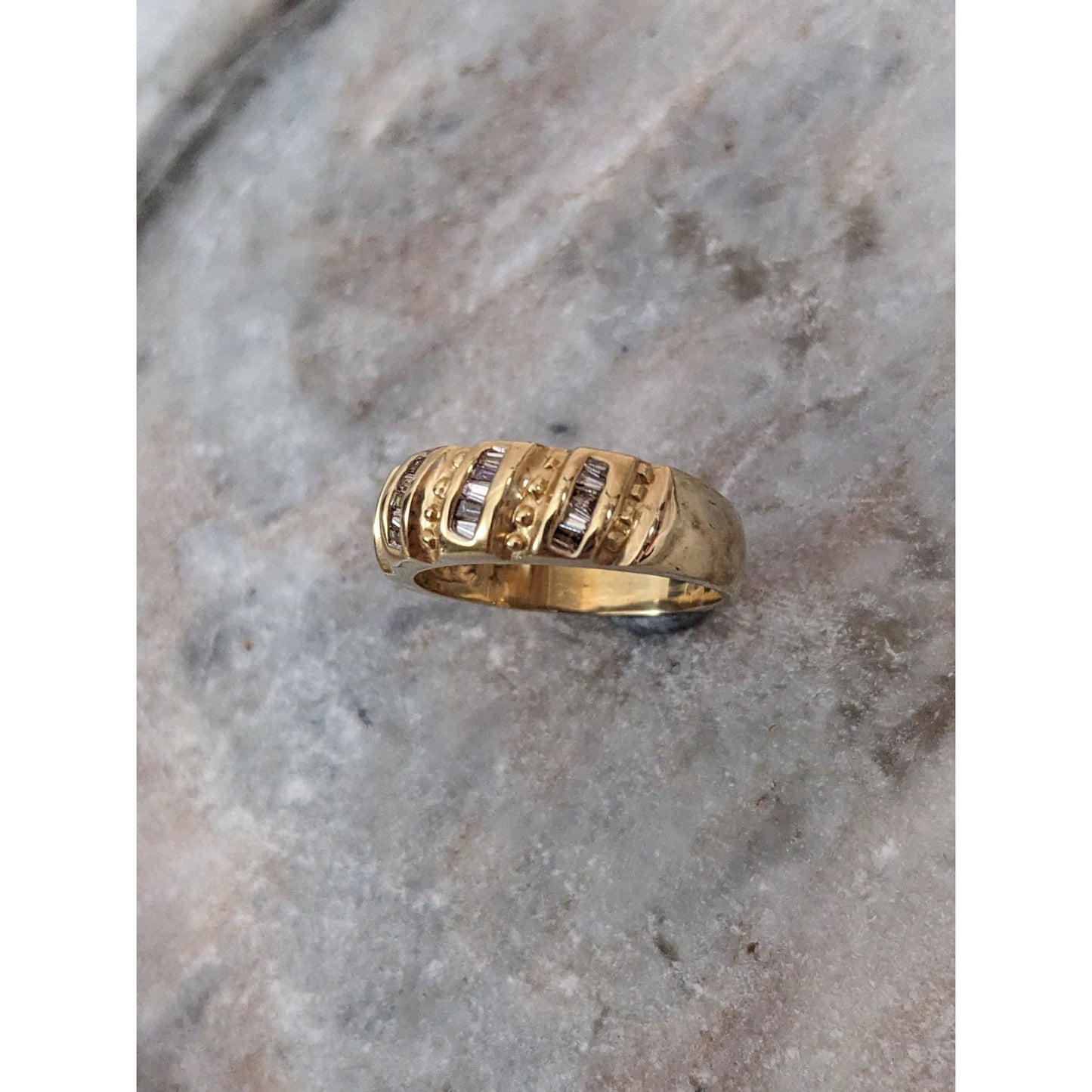 Vintage 14k Yellow Gold Baguette Diamond Ring Size 9.25 US