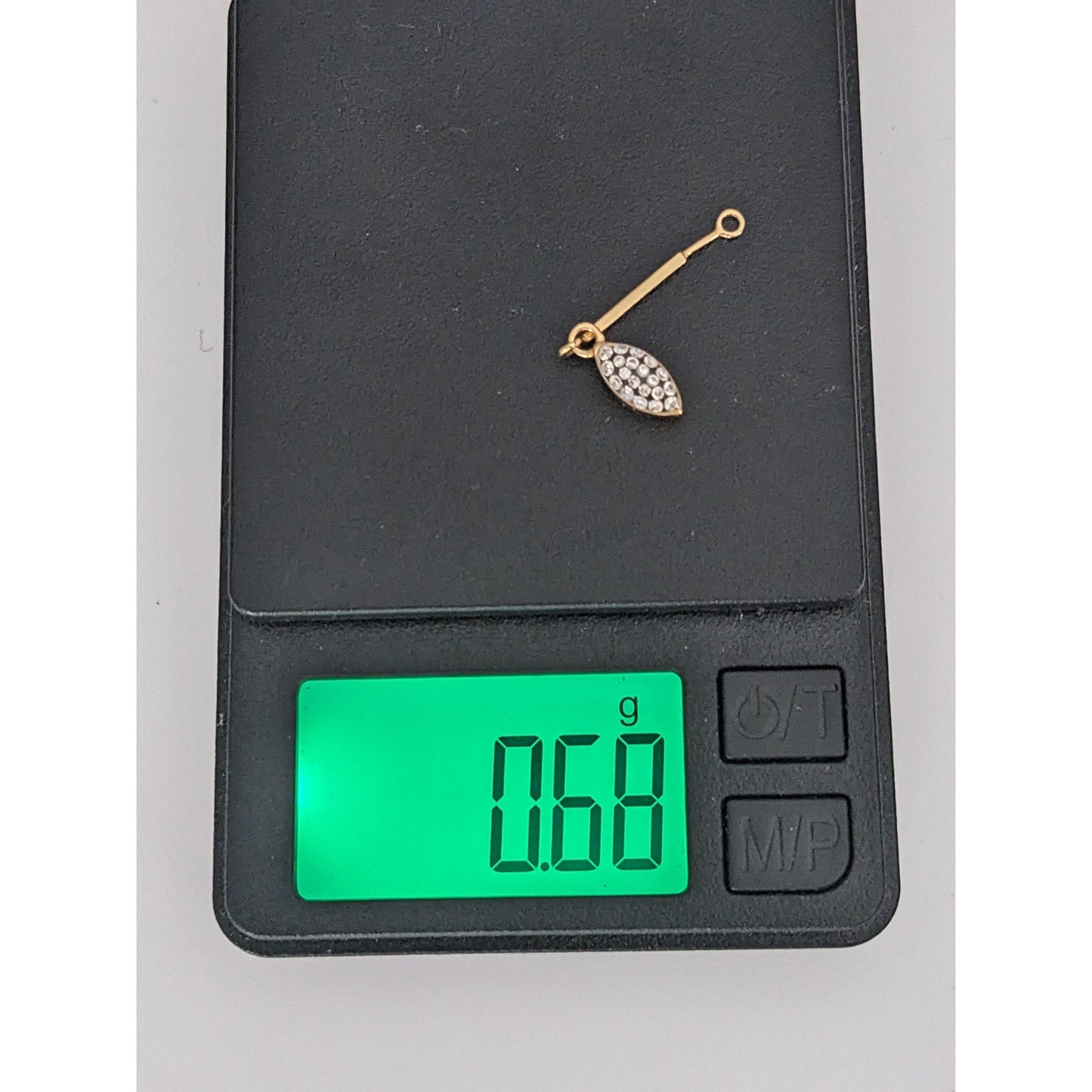 Vintage Unmarked 14k Yellow Gold Pave Diamond Teardrop Dangle Charm Finding