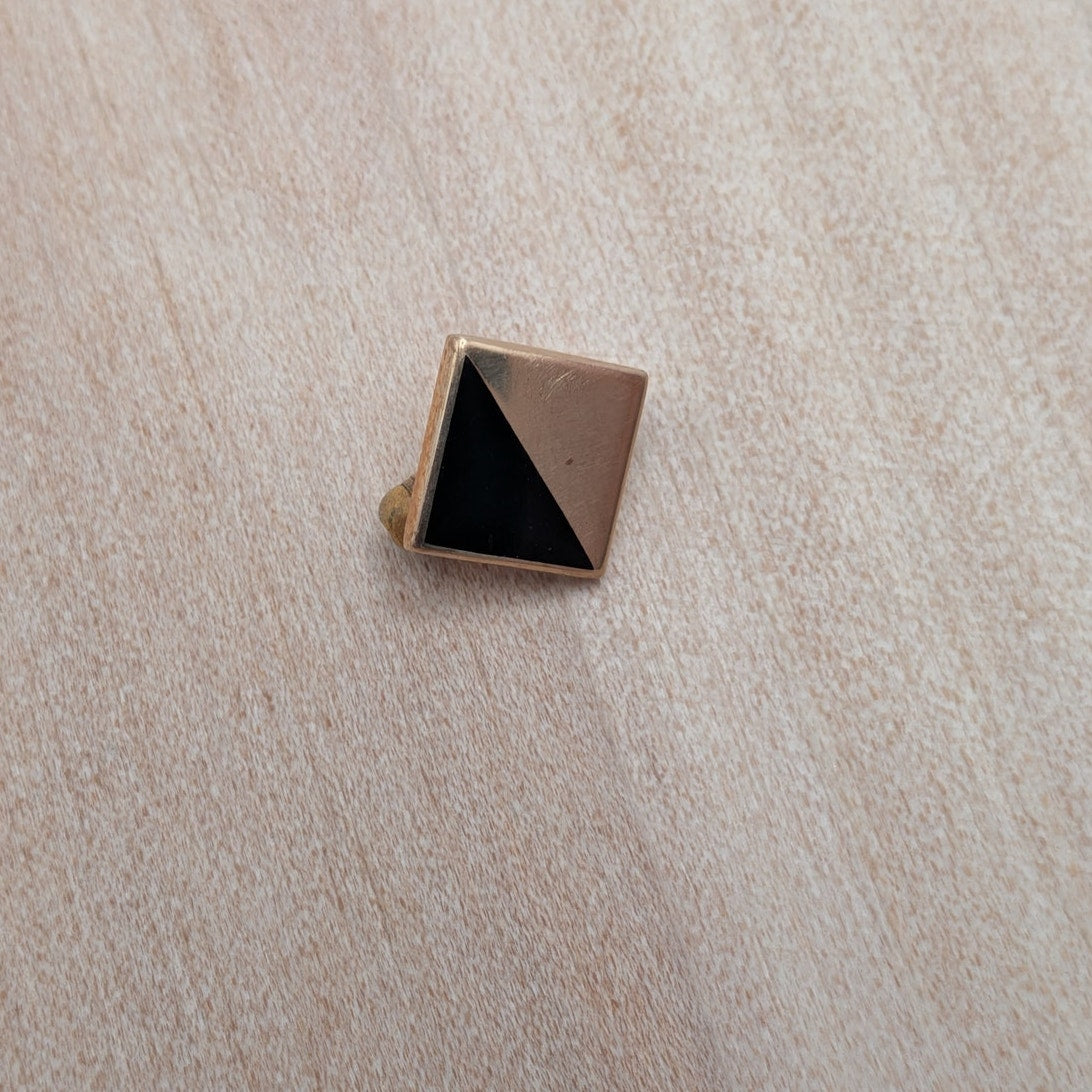 Vintage 6k Yellow Gold with Black Enamel Geometric Pin
