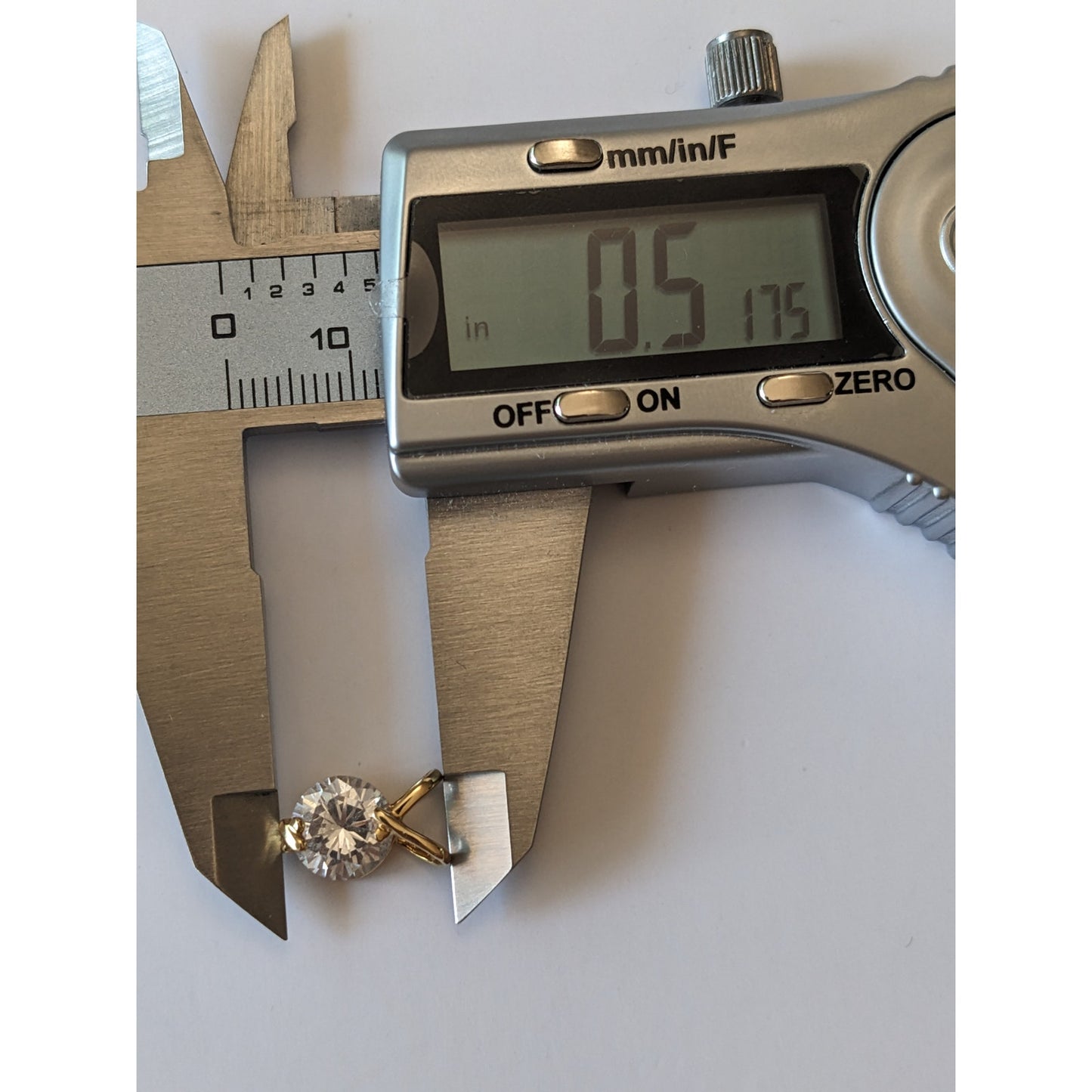 Estate 14k Yellow Gold Tiny White CZ Solitaire Pendant