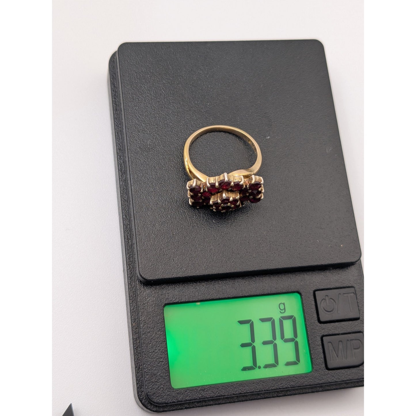 Vintage 10k Yellow Gold Garnet Cluster Ring Size 3.75
