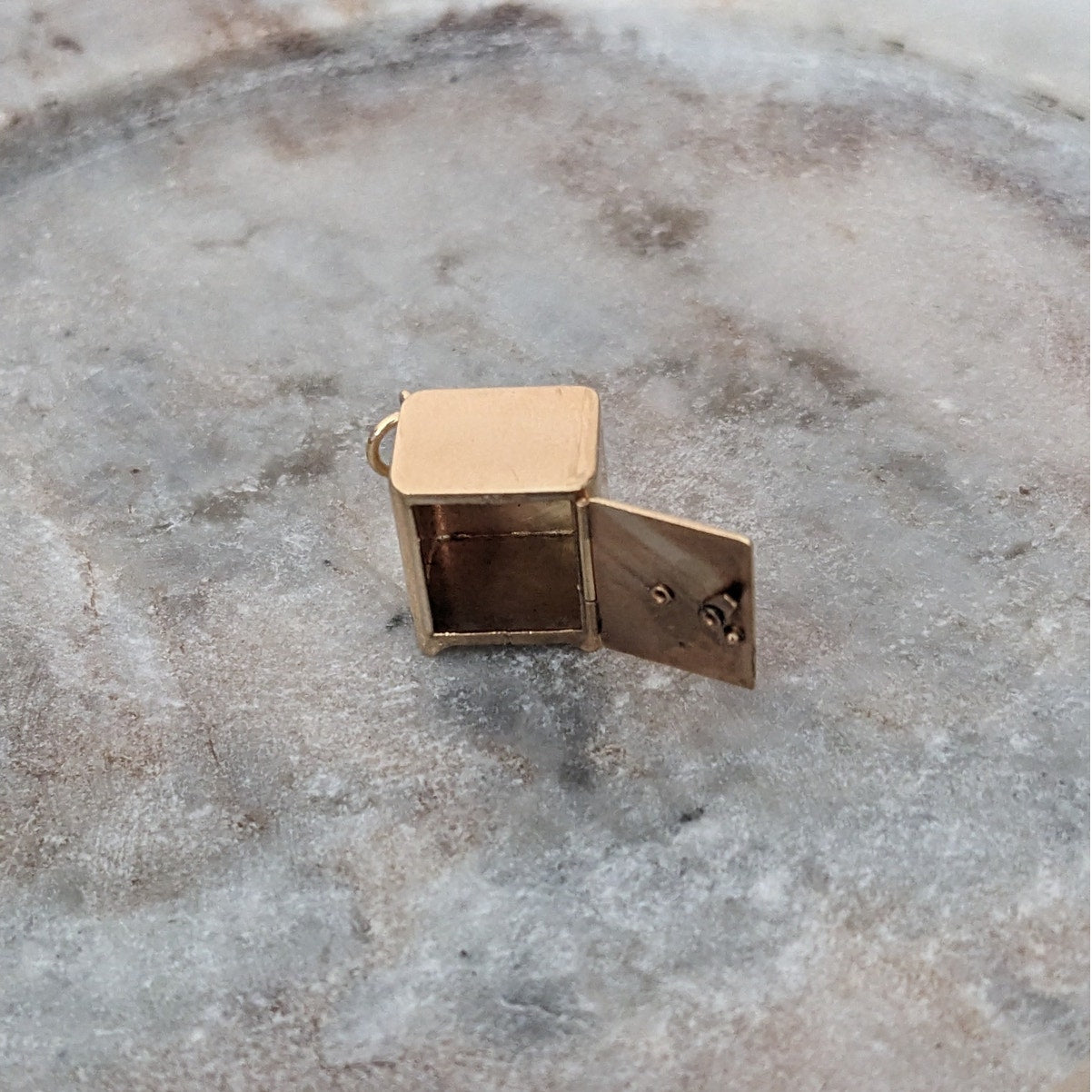 Vintage 14k Yellow Gold Articulated Miniature Safe Vault Charm Pendant