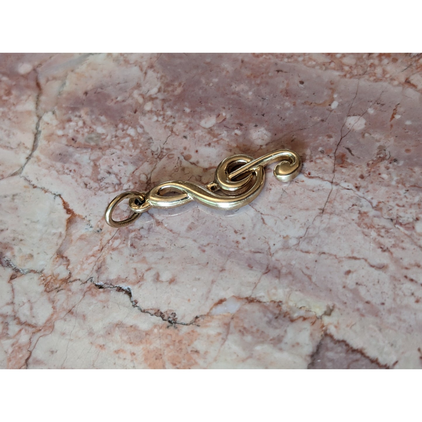 Vintage 14k Yellow Gold Music Treble Clef Note Charm or Pendant