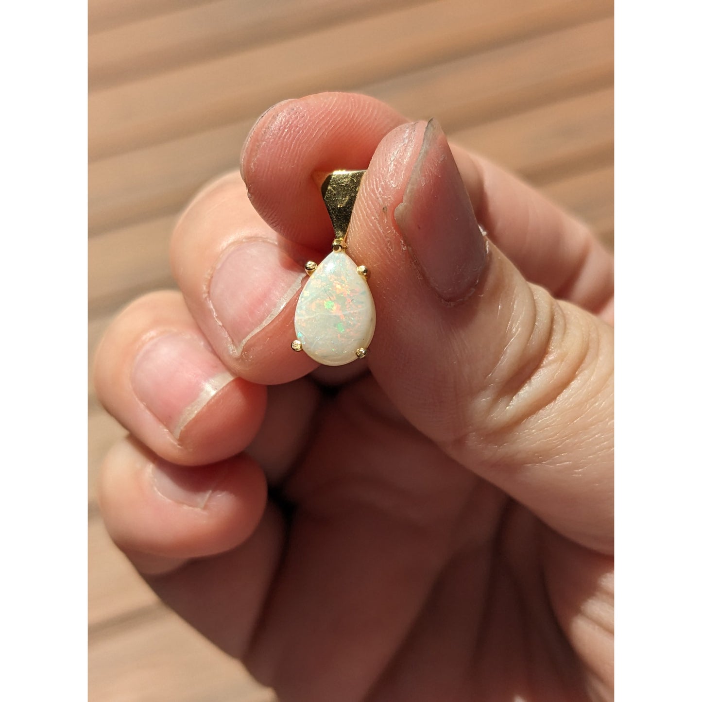 Estate 14k Yellow Gold Teardrop Opal Charm Pendant