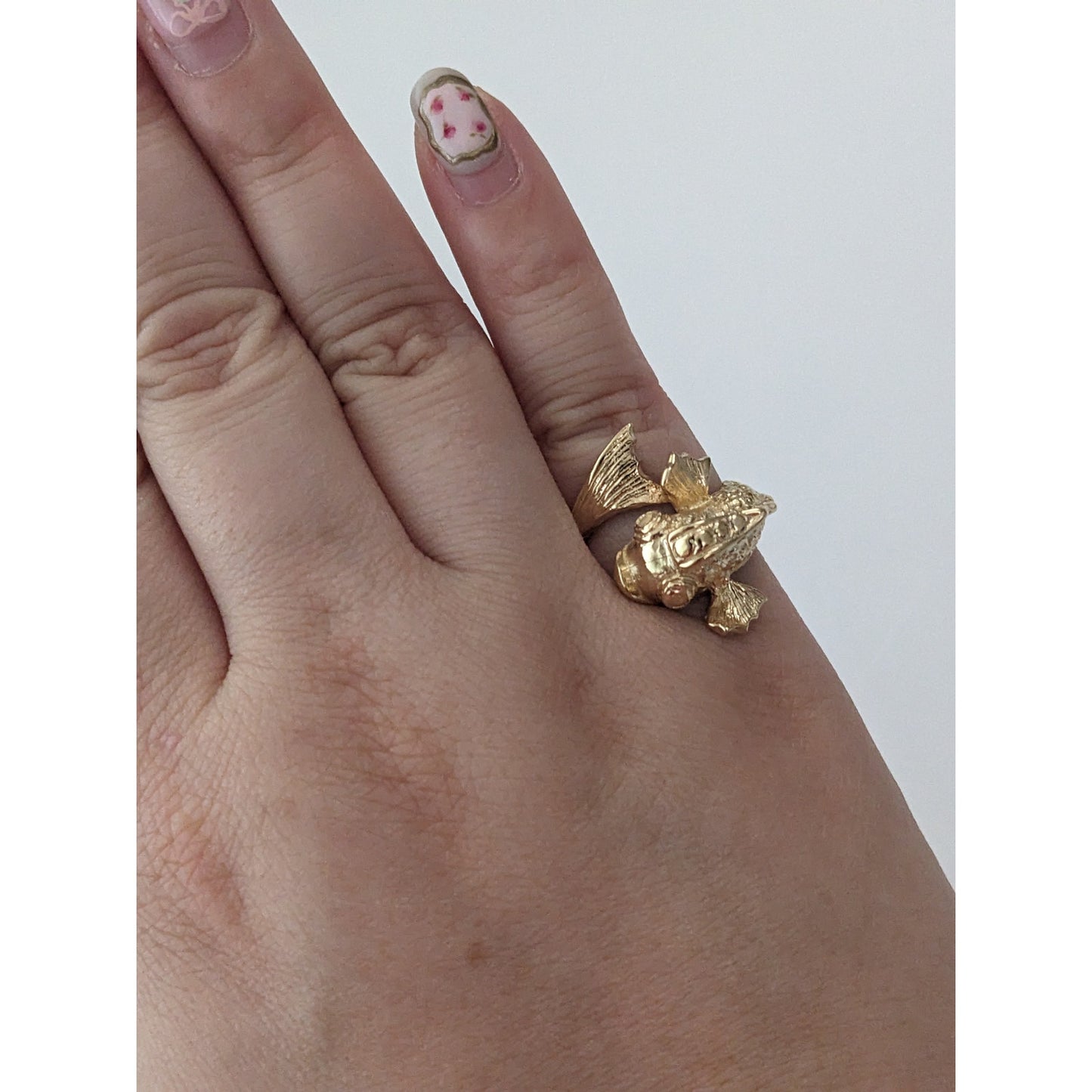 Vintage 14k Yellow Gold Small Koi Fish Bypass Ring Size 6