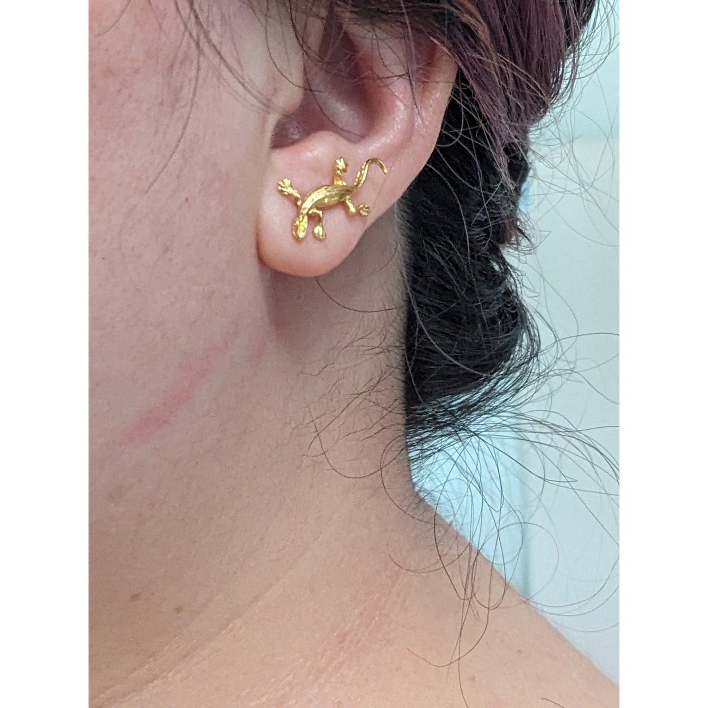 Vintage Unmarked 14k Yellow Gold Lizard Earrings