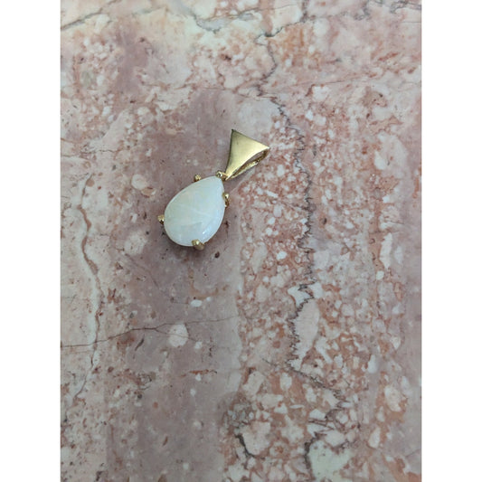Estate 14k Yellow Gold Teardrop Opal Charm Pendant