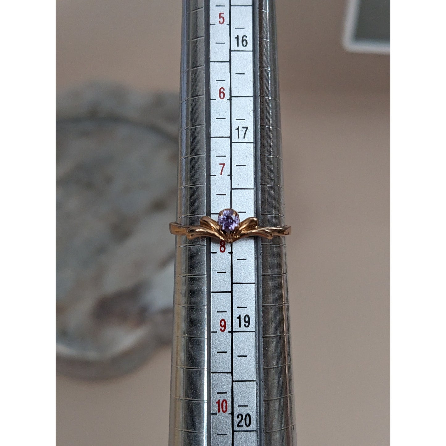 Estate 14k Rose Gold Dainty Purple Stone Tiara Ring Size 7.75