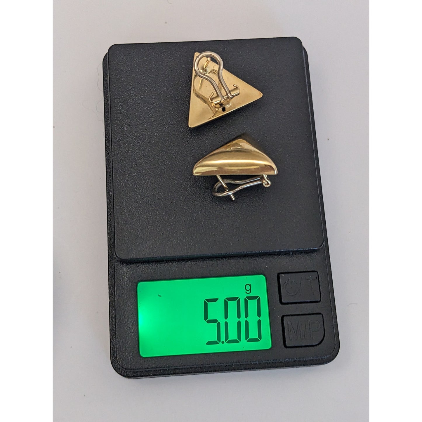 Vintage 14k Yellow Gold Hollow Chunky Triangle Earrings Omega Backs
