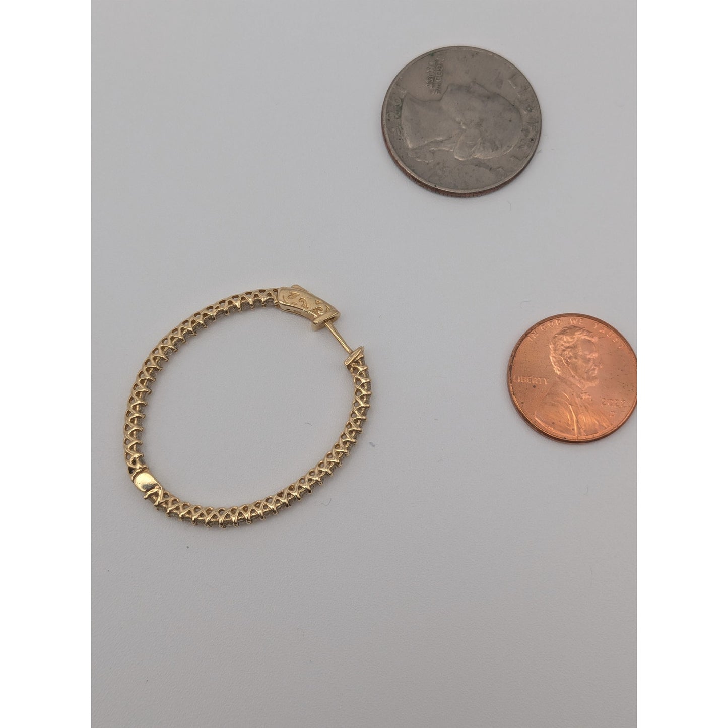14K Solid Yellow Gold Natural Diamond Hoop Earrings 1.73 CTTW J/SI Round Cut