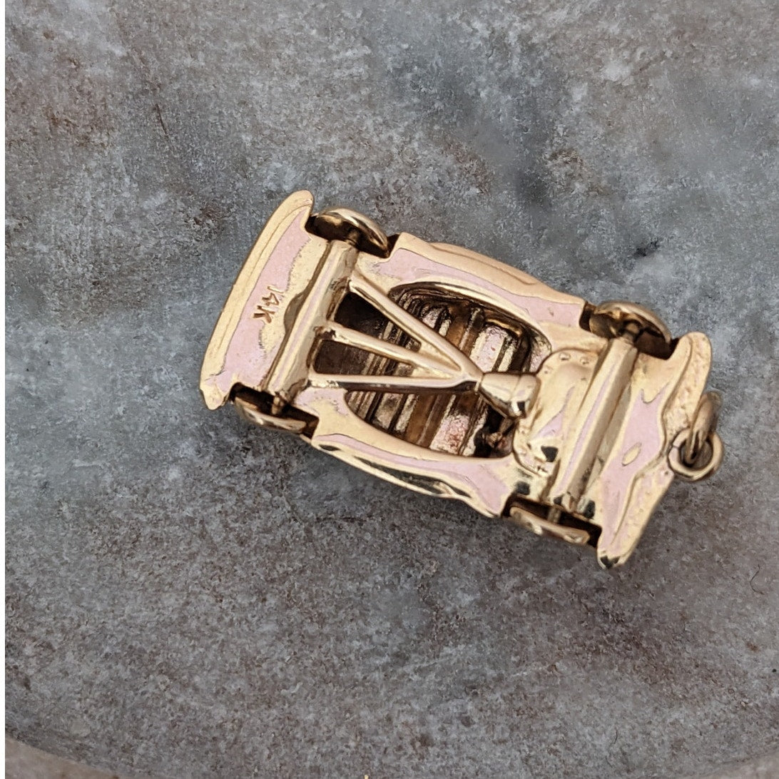 Vintage 14K Yellow Gold Diamond Convertible Car Charm Pendant