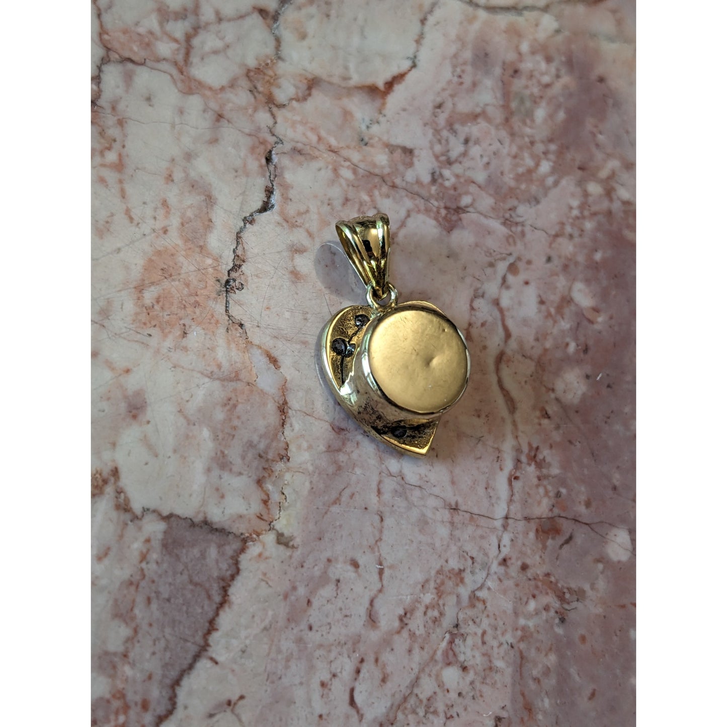 Vintage 14k Yellow Gold Heart Charm with Evil Eye and White Stone Accents