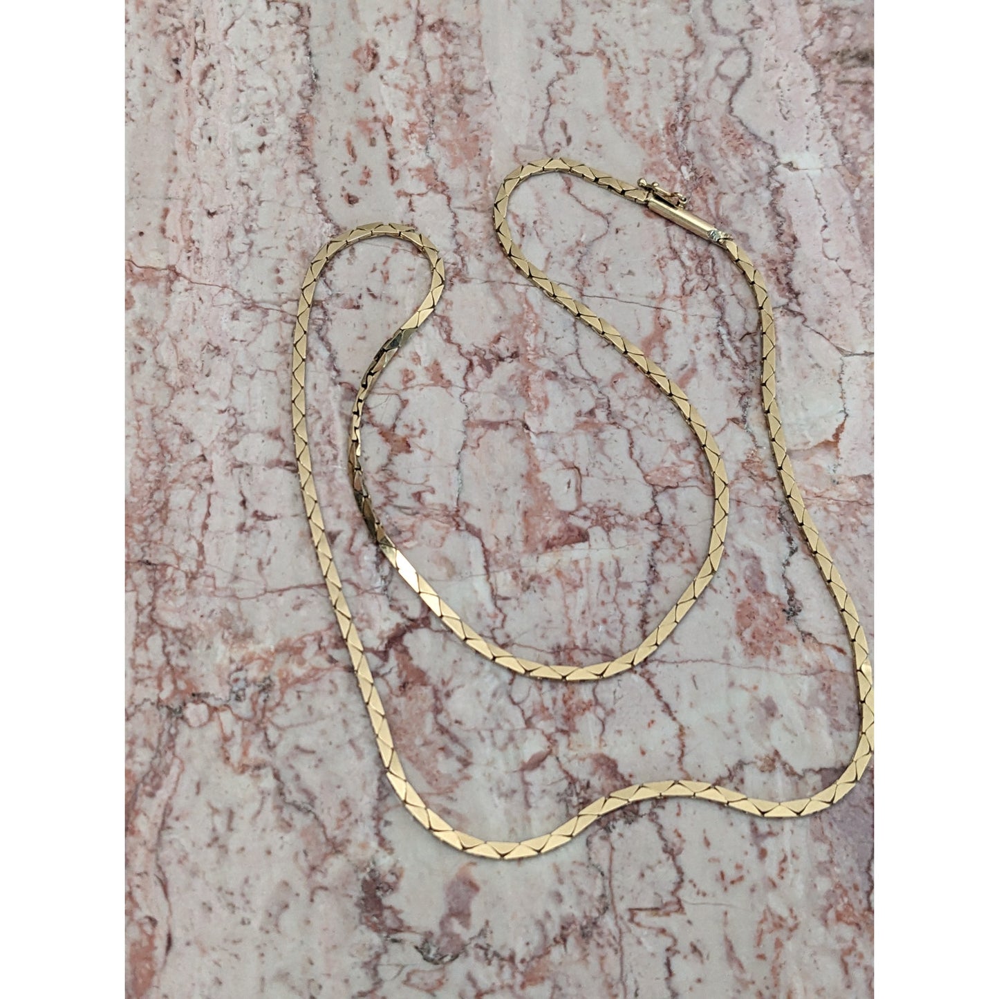 Vintage Unmarked 14k Yellow Gold Triangle Link Chain Necklace 16.5in