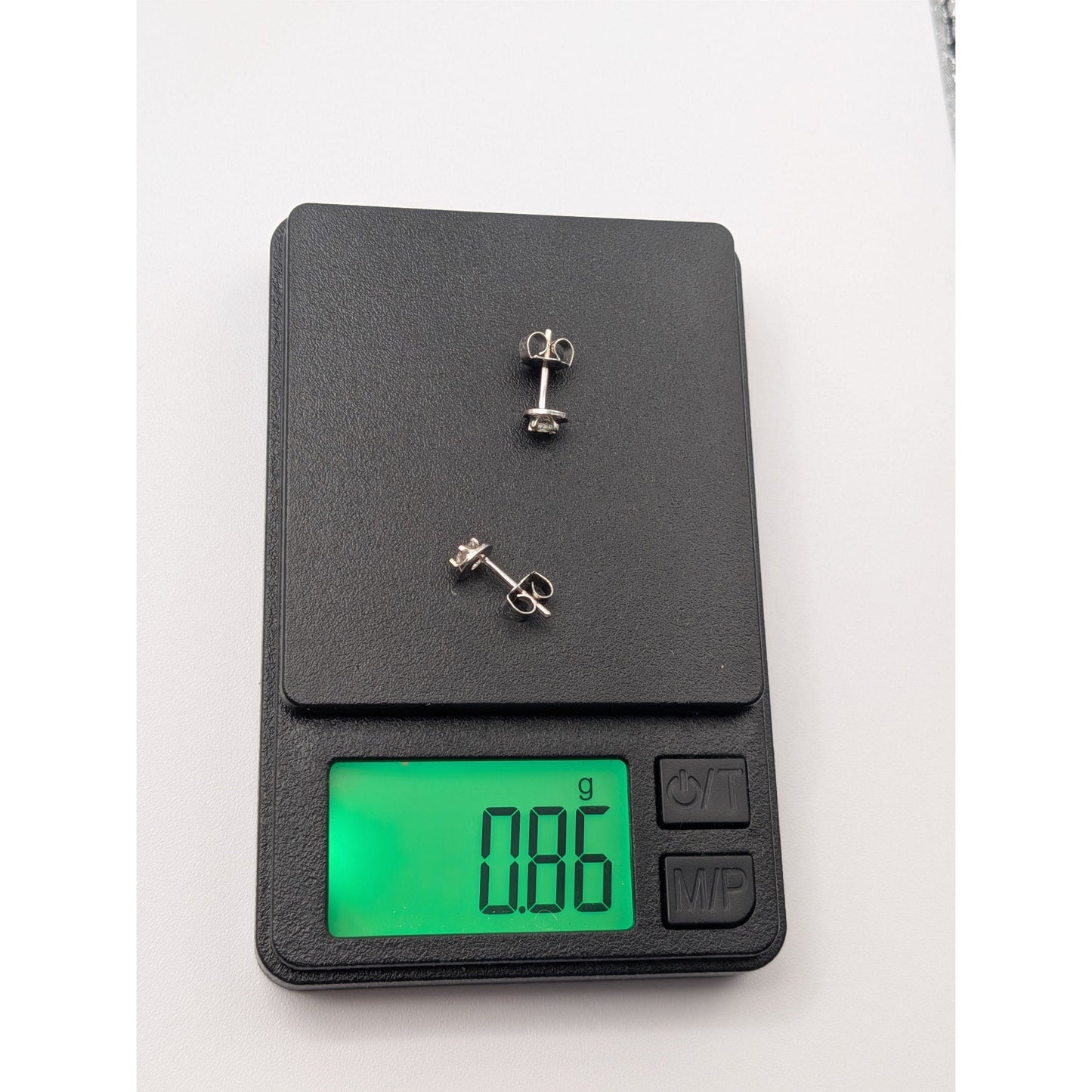 Estate 14k White Gold Illusion Studs with Diamond Center
