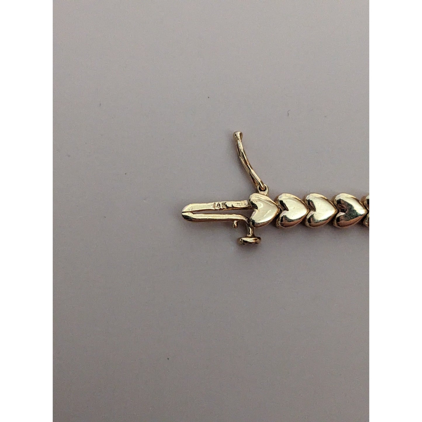 Vintage 14k Yellow Gold Heart Bracelet with Diamonds & Sapphires 7in