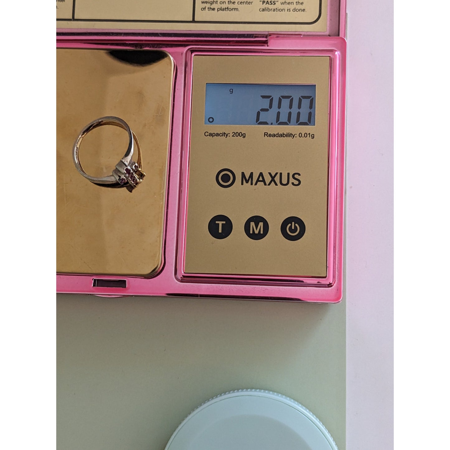 Vintage 10k White Gold Spinel Cross Shaped Ring Size 6