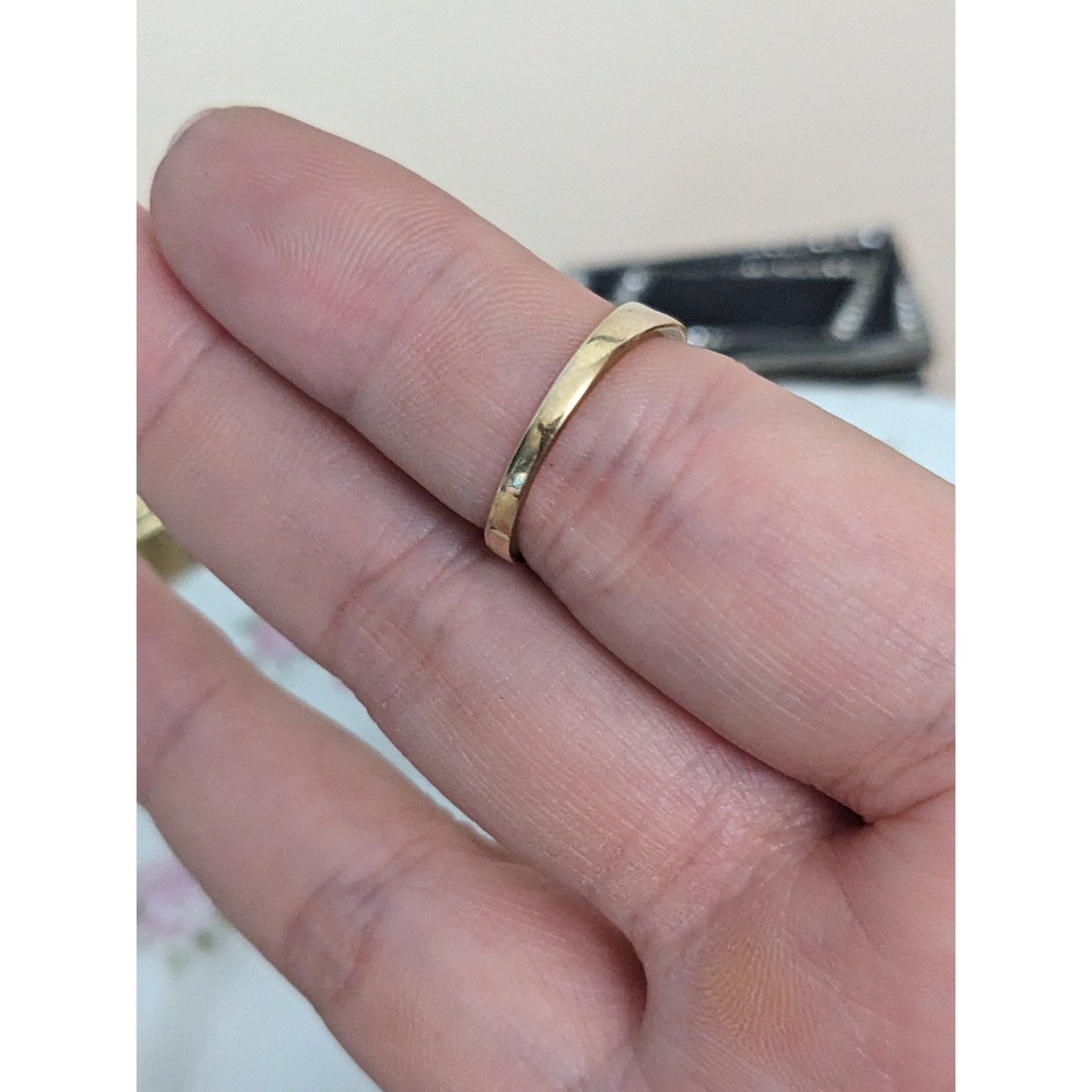 Vintage 14k Yellow Gold "LOVE" Dainty Diamond Accent Ring Size 4.5 US