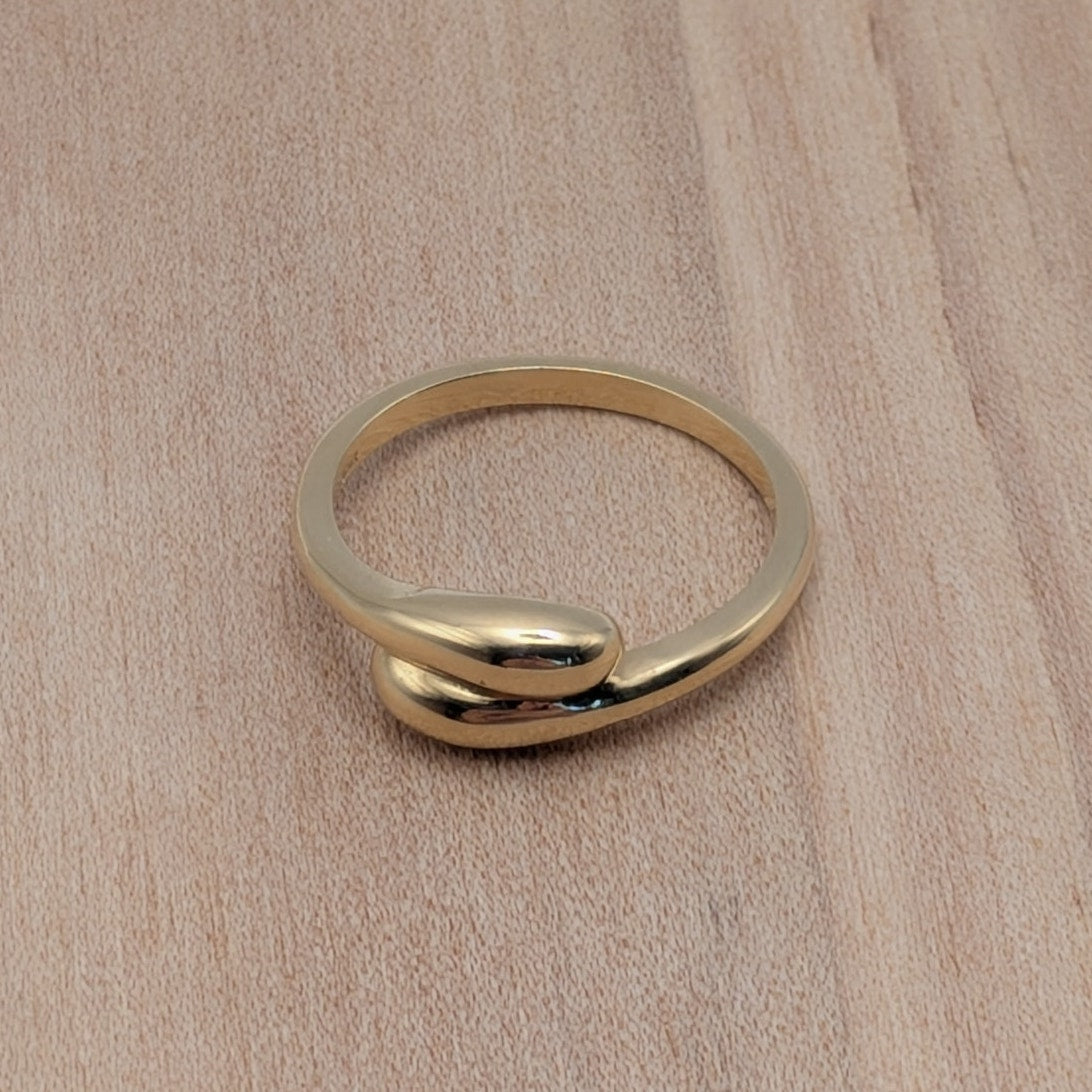 Estate 14k Yellow Gold Double Dome Teardrop Ring Size 6.5