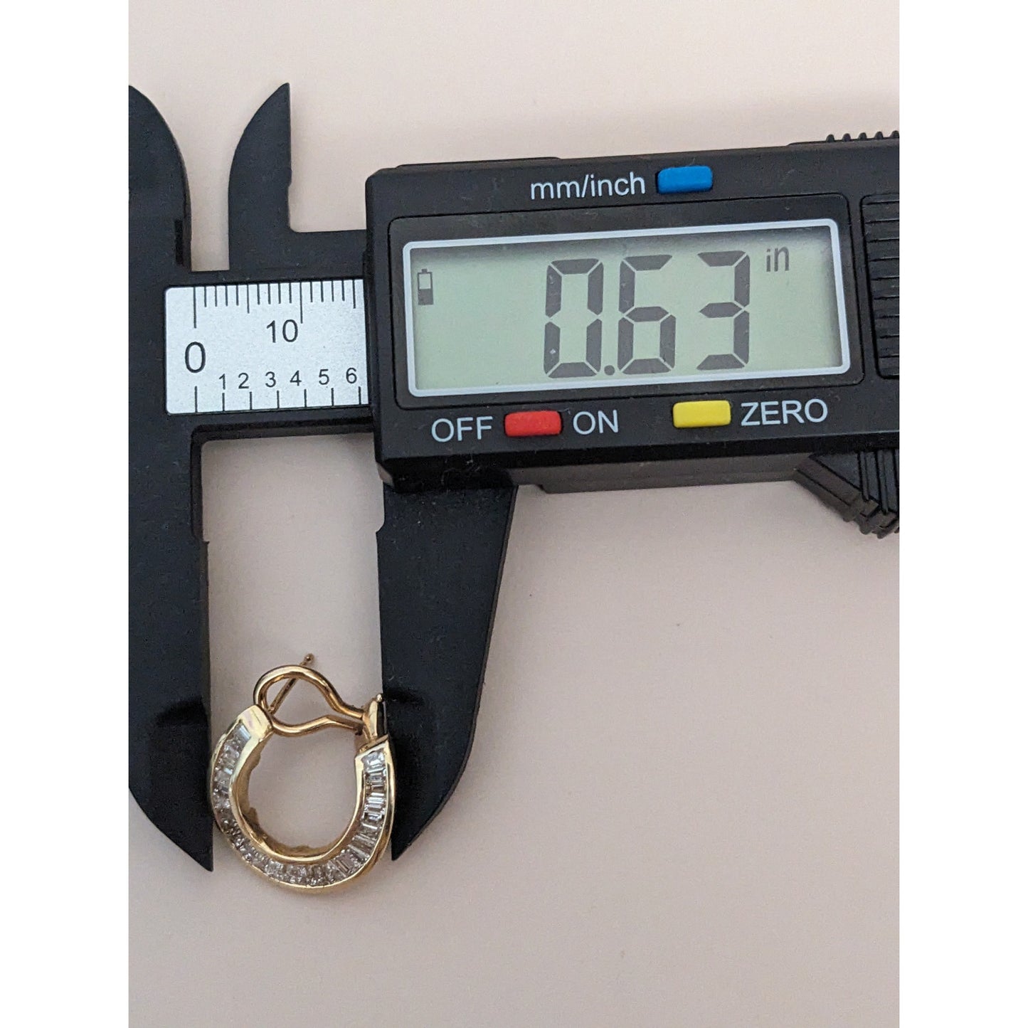 Estate 14k Yellow Gold Baguette Diamonds Omega Backing Earrings