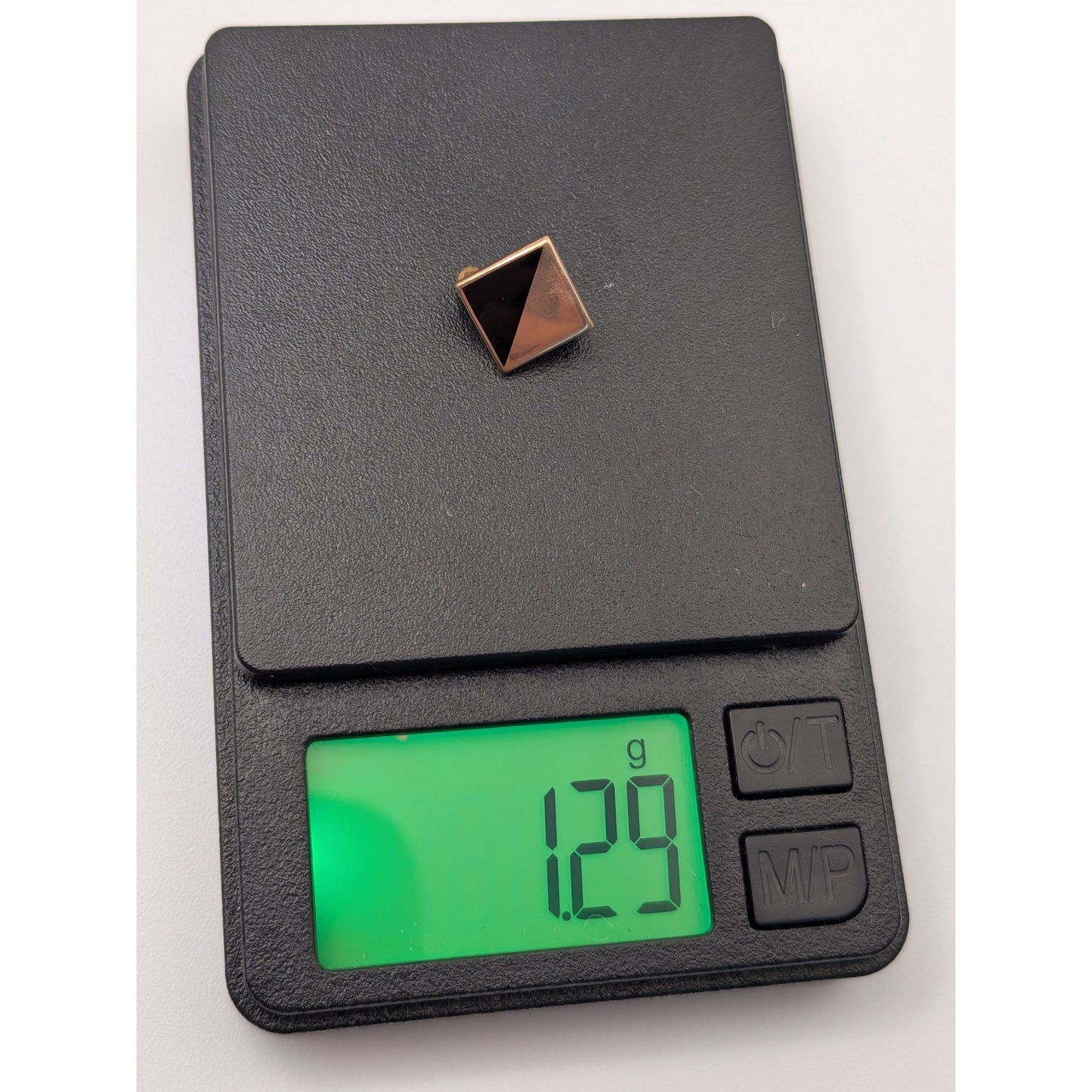 Vintage 6k Yellow Gold with Black Enamel Geometric Pin