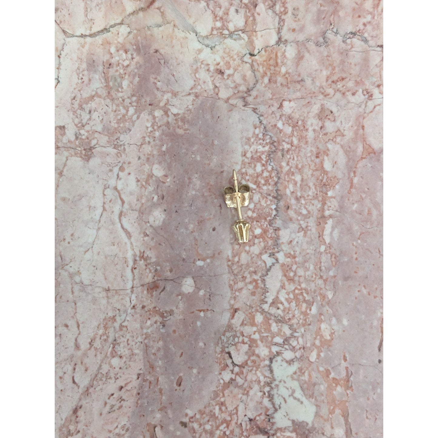 Estate 14k Gold Super Tiny Single Diamond Flower Stud Earring SINGLE PIECE