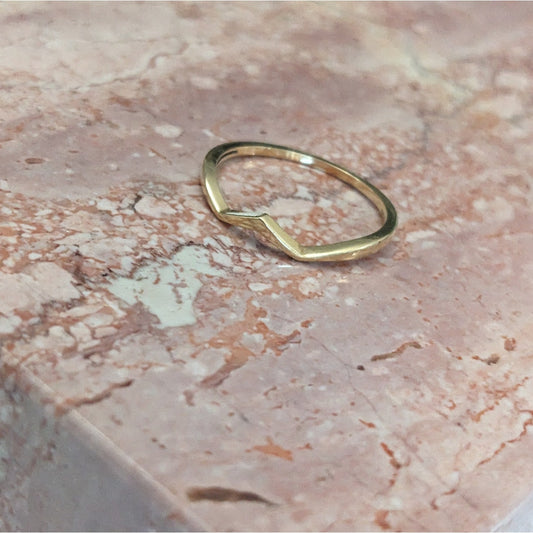 Estate 14k Yellow Gold Chevron V Shaped Ring Size 7 1.53mm