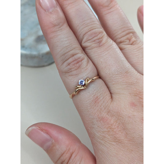 Estate 14k Rose Gold Dainty Purple Stone Tiara Ring Size 7.75