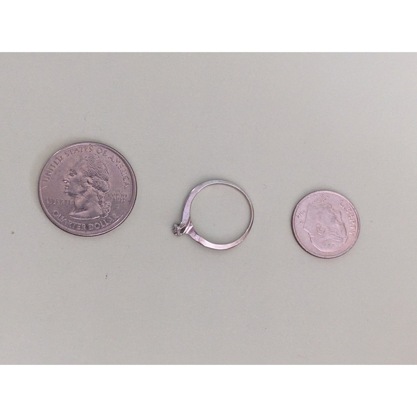 Vintage 10k White Gold SUPER DAINTY MINI Heart Diamond Ring Size 5US