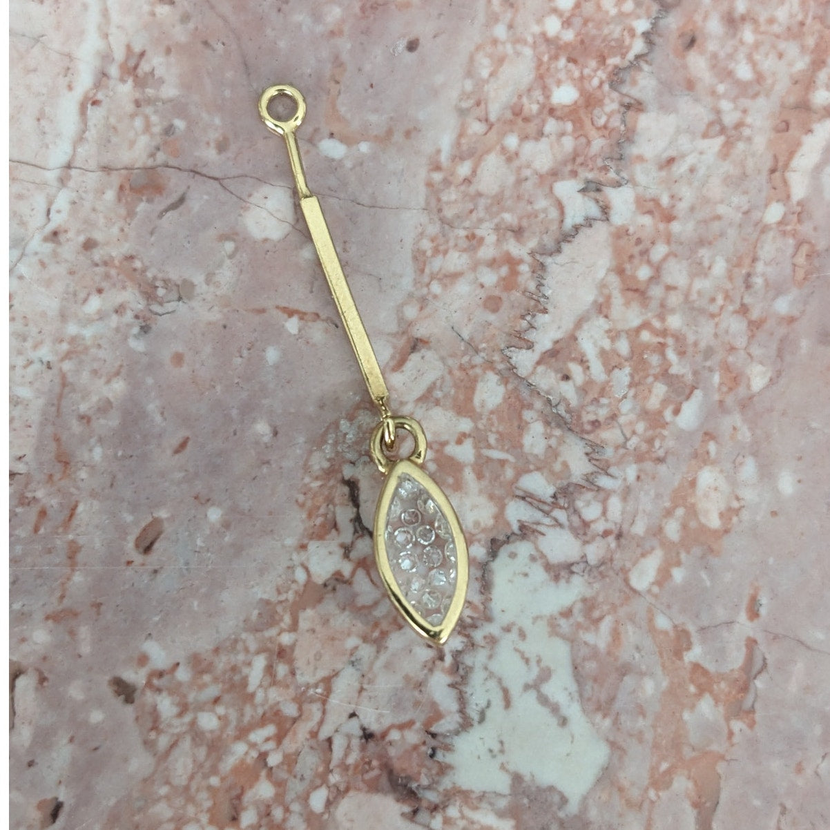 Vintage Unmarked 14k Yellow Gold Pave Diamond Teardrop Dangle Charm Finding