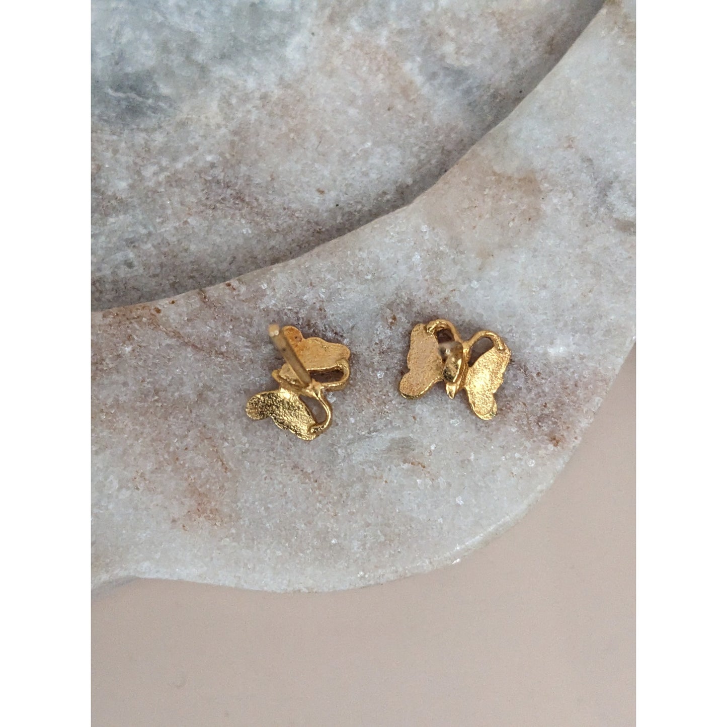 Vintage 14k Unmarked Dainty Tiny Butterfly Earring Studs