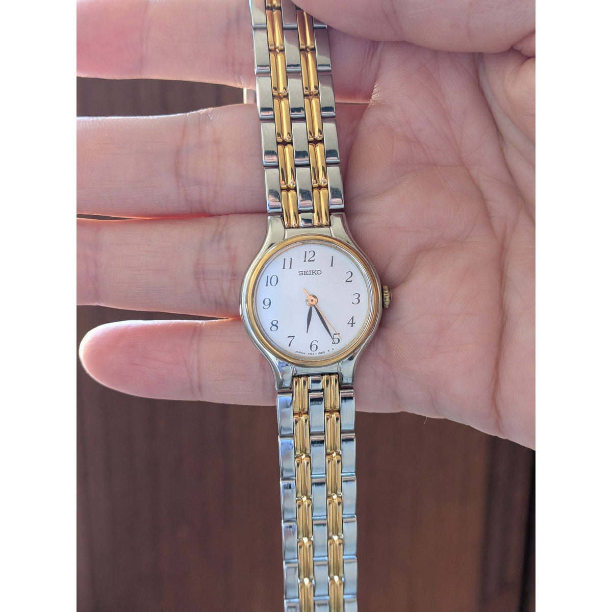 FLAW Vintage 1990s Seiko 4N21-0960 Two Tone Quartz Watch