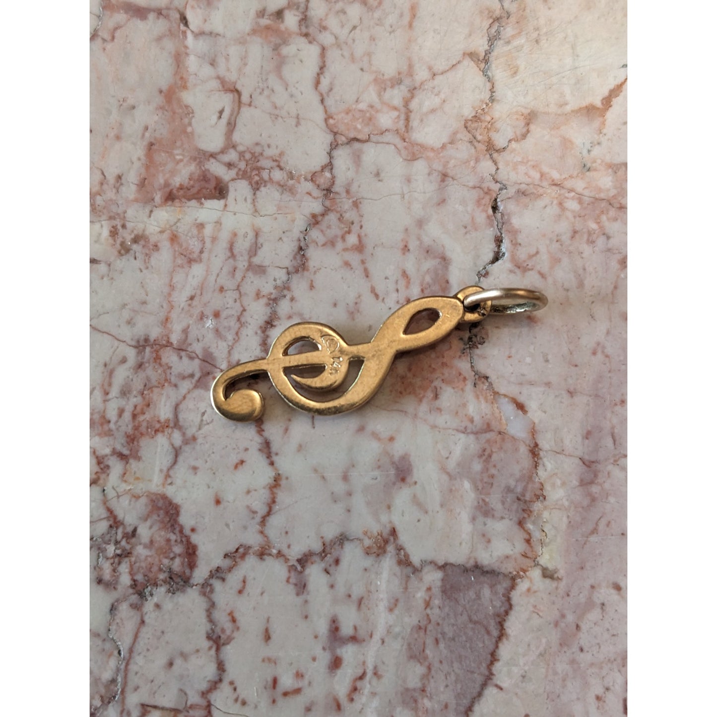 Vintage 14k Yellow Gold Music Treble Clef Note Charm or Pendant