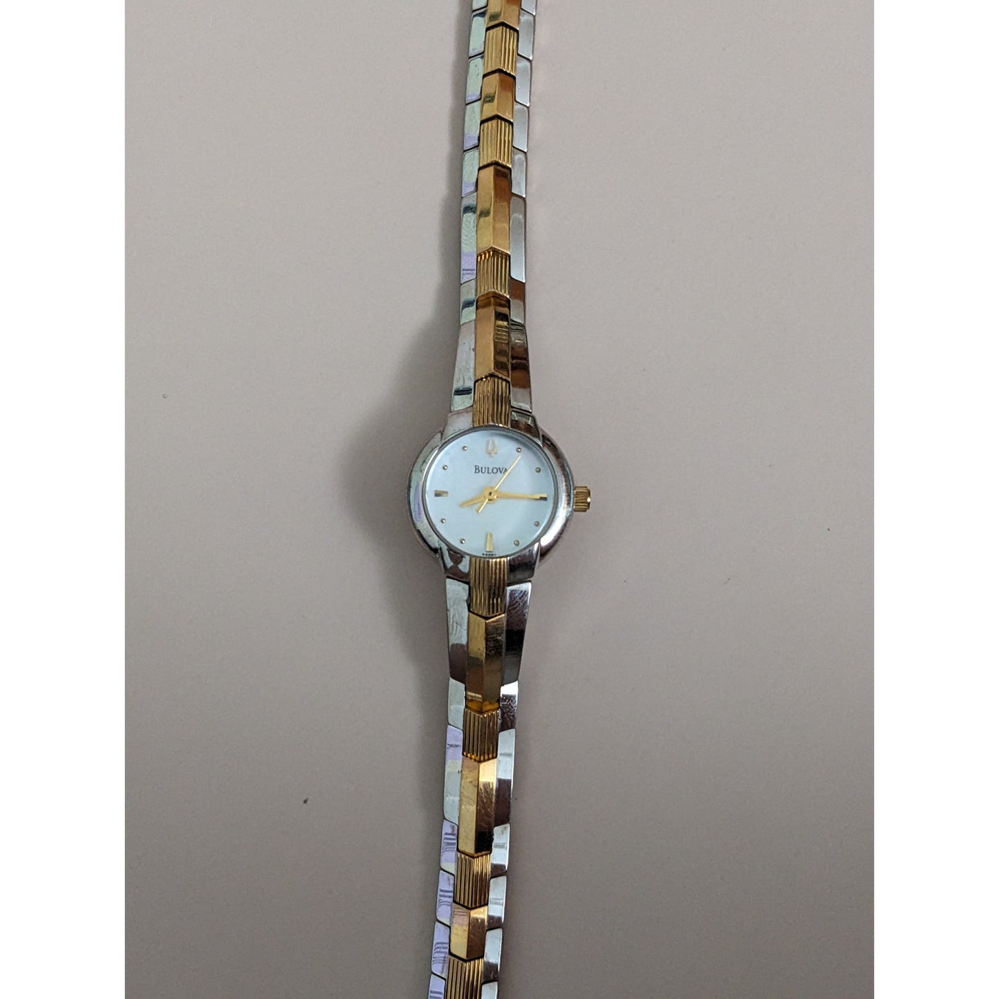 Vintage Andre Mouche Silver Tone Bangle Watch with Blue Floral Enamel Working