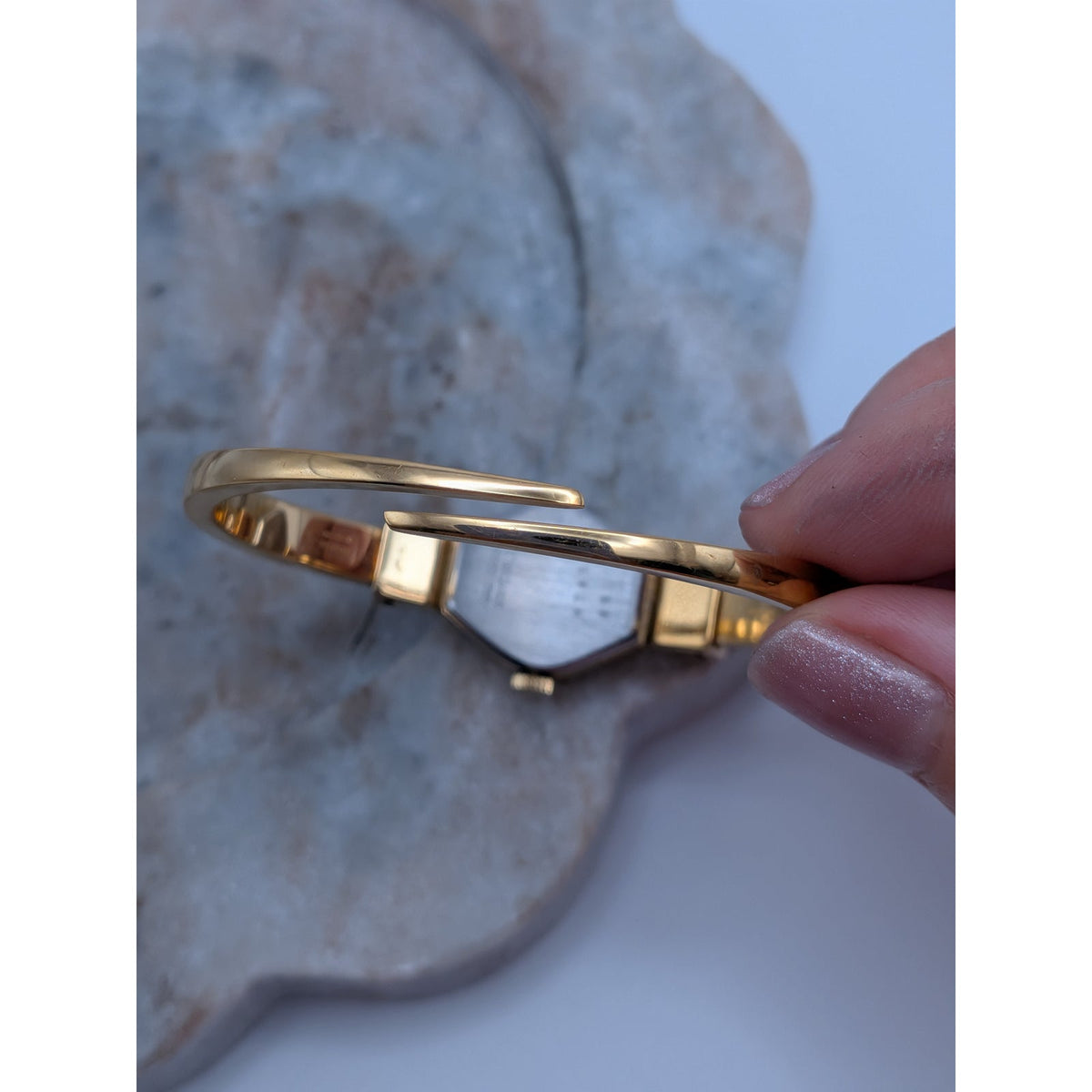 Vintage Consul MANUAL Gold Tone Peekaboo Watch Black Enamel Gold Birds & Flowers