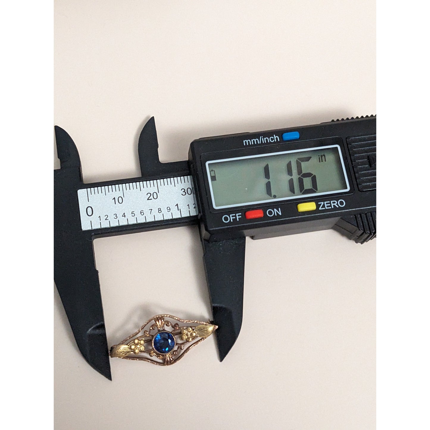 Antique 10k Rose and Yellow Gold Floral Brooch with Blue Gem