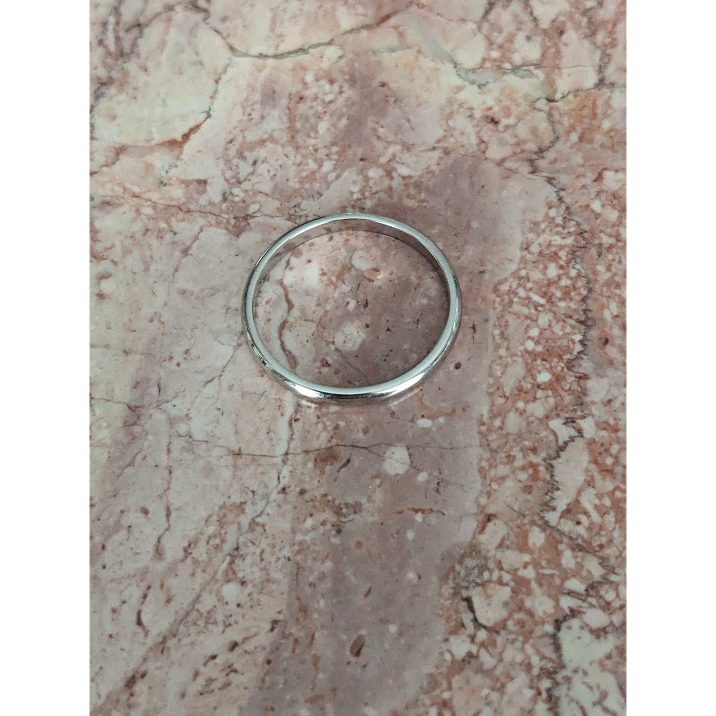 Estate 14k White Gold Thin 2mm Wide Simple Dainty Wedding Band Ring Size 8.75