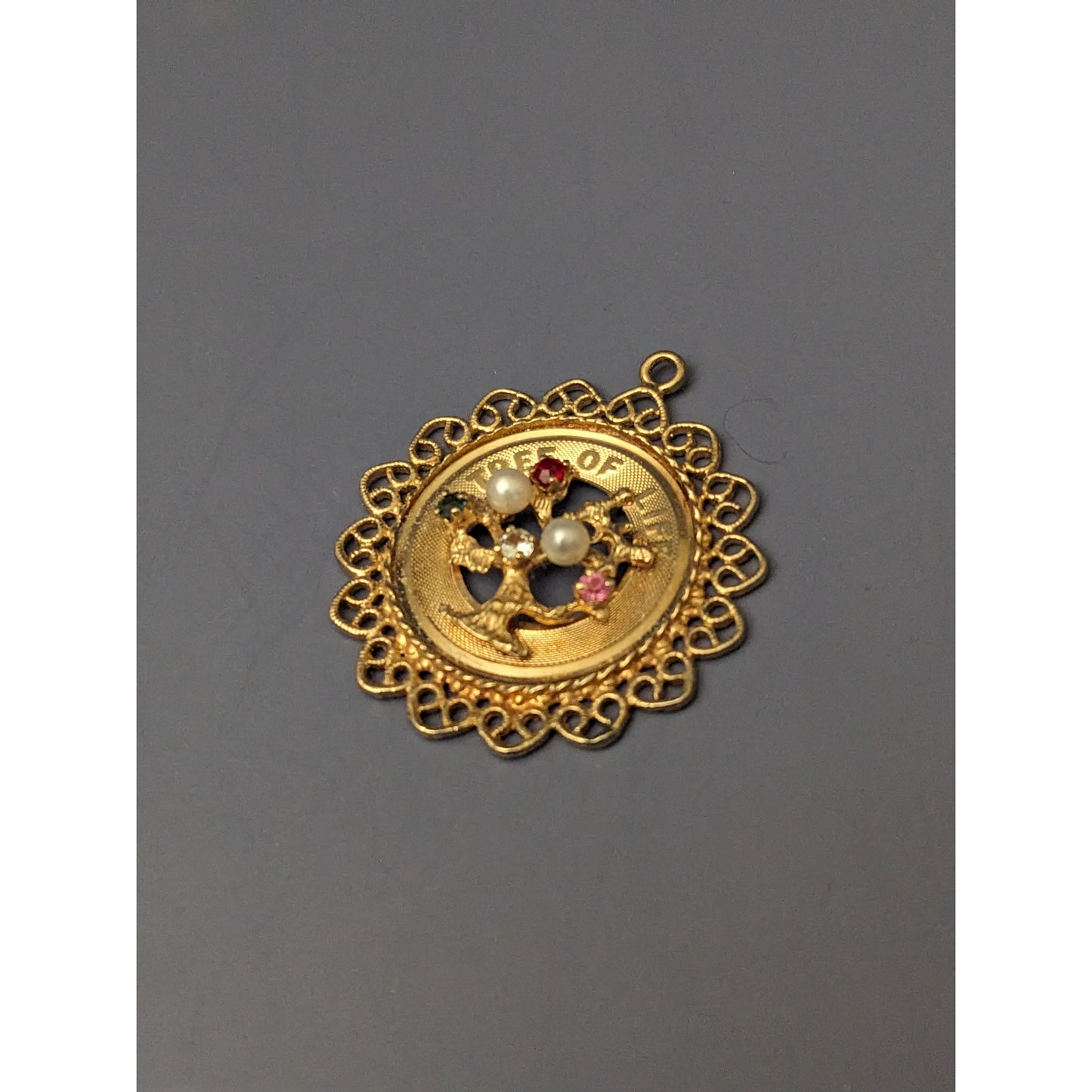 Vintage 14k Solid Gold M&M Tree Of Life Pendant Charm