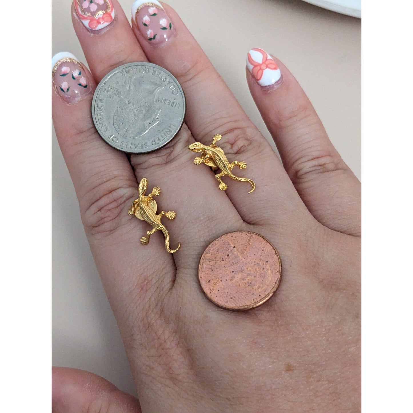 Vintage Unmarked 14k Yellow Gold Lizard Earrings