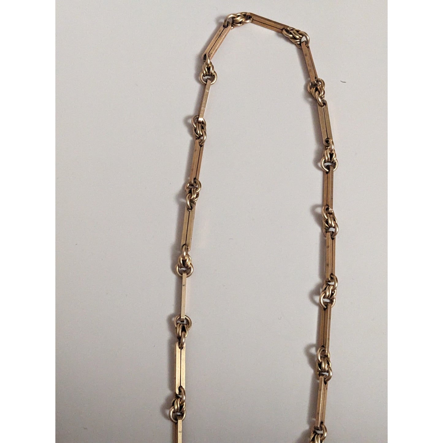 FLAW Antique Unmarked 14k Yellow Gold Paper Clip And Knots Fob Chain